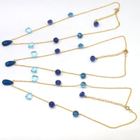 Elise 14k Gold filled waterfall necklace Blue Topaz