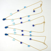 Elise 14k Gold filled waterfall necklace Blue Topaz