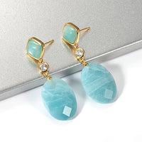 Clio Rose gold Drop stud earrings Amazonite and CZ