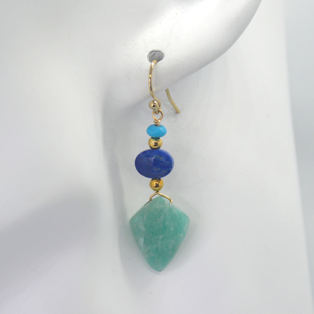 Callie Spear gemstone 14k Gold filled Earrings Turquoise, Lapis Lazuli & Amazonite