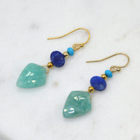 Callie Spear gemstone 14k Gold filled Earrings Turquoise, Lapis Lazuli & Amazonite