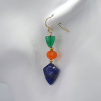 Callie Spear gemstone 14k Gold filled Earrings Green Onyx , Lapis Lazuli & Carnelian