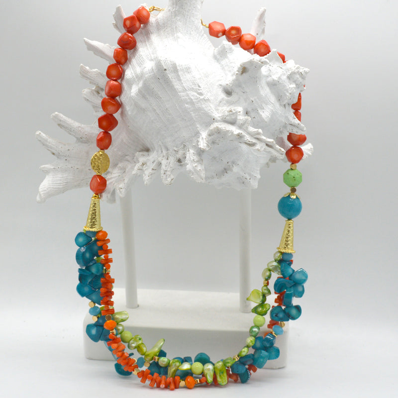 Dawn Coral & Freshwater Pearl Necklace