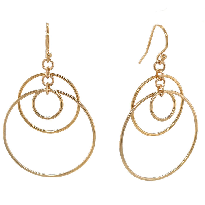 Solarius 14k Gold Filled or Sterling Silver Multi-Ring Drop Earrings