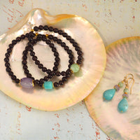 Deva Garnet Bracelets Amazonite, Lavender Amethyst & Green Moonstone