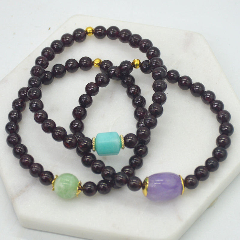 Deva Amazonite, Lavender Amethyst and Green Moonstone 14k Gold filled Earrings
