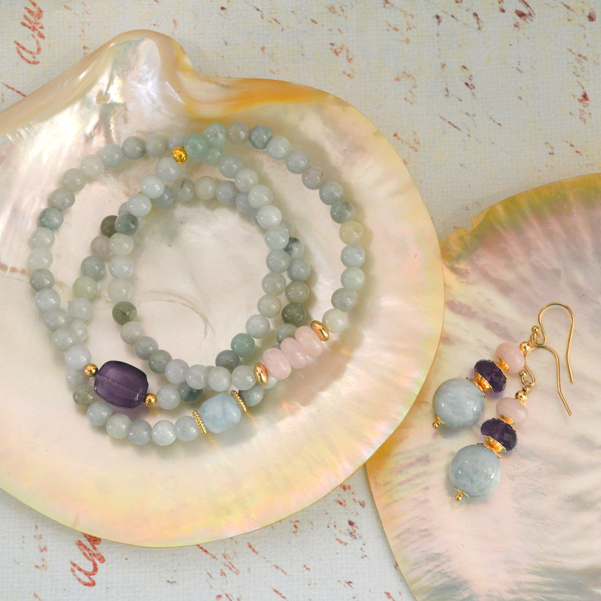 Deva Jadiete Bracelets Aquamarine, Amethyst or Morganite