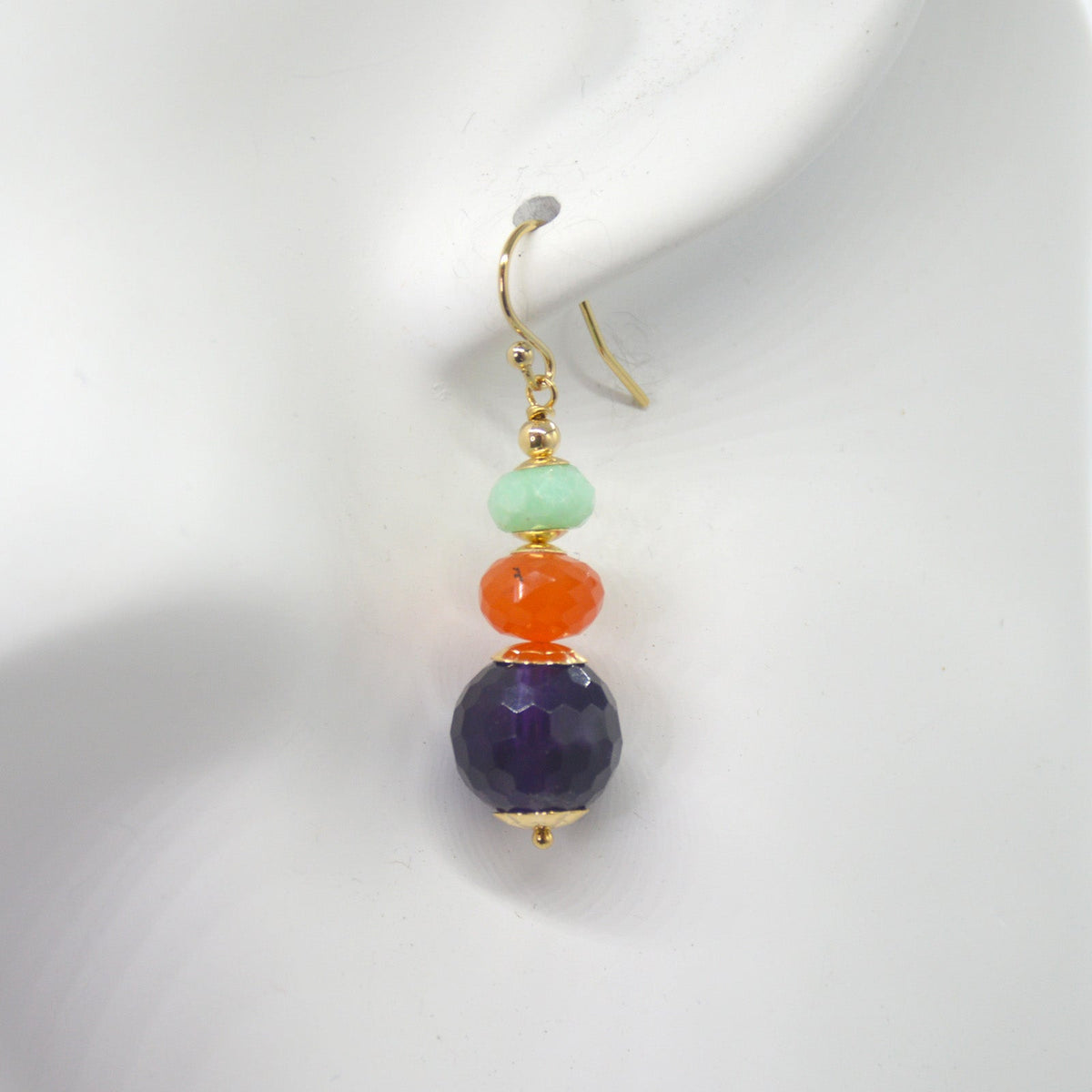 Deva Carnelian, Amethyst and Chrysophase Earrings