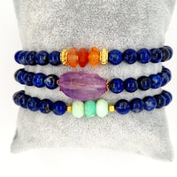 Deva Lapis Lazuli Bracelets Carnelian, Amethyst & Chrysophase