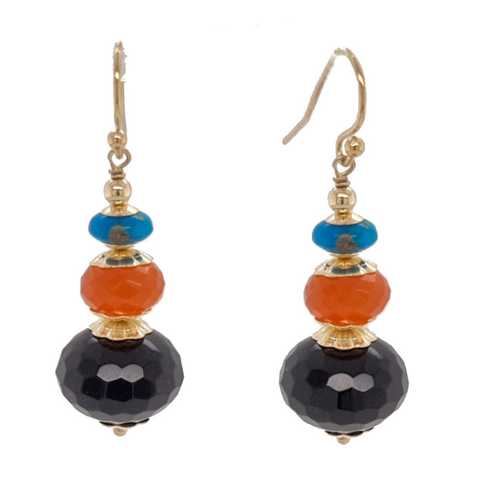 Deva Onyx, Carnelian and Turquoise earrings