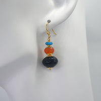 Deva Onyx, Carnelian and Turquoise earrings