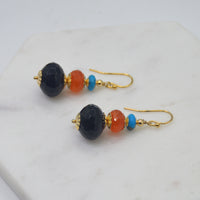 Deva Onyx, Carnelian and Turquoise earrings