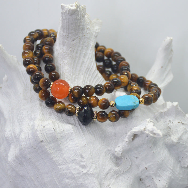 Deva Tiger Eye Bracelets Onyx, Turquoise or Quartz