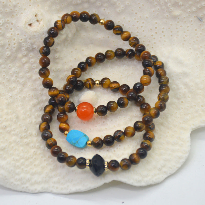 Deva Tiger Eye Bracelets Onyx, Turquoise or Quartz