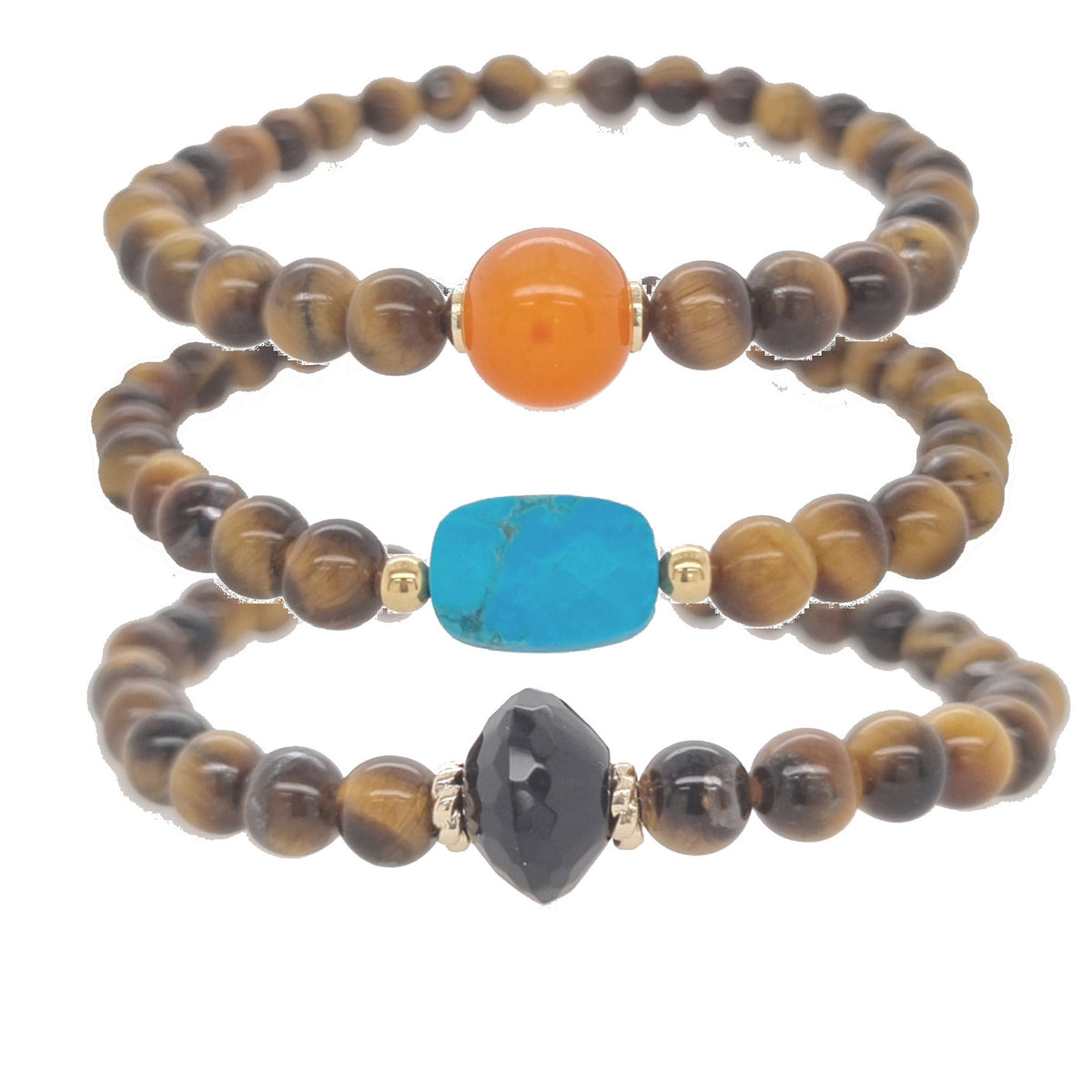 Deva Tiger Eye Bracelets Onyx, Turquoise or Quartz