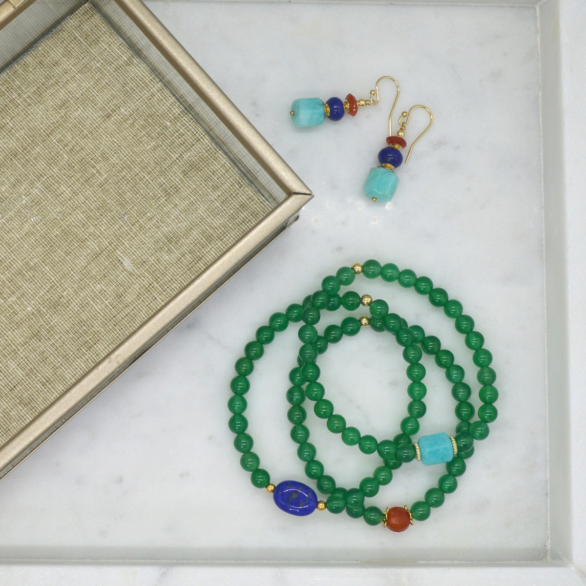 Deva Green Onyx Bracelets Carnelian, Lapis Lazuli & Amazonite