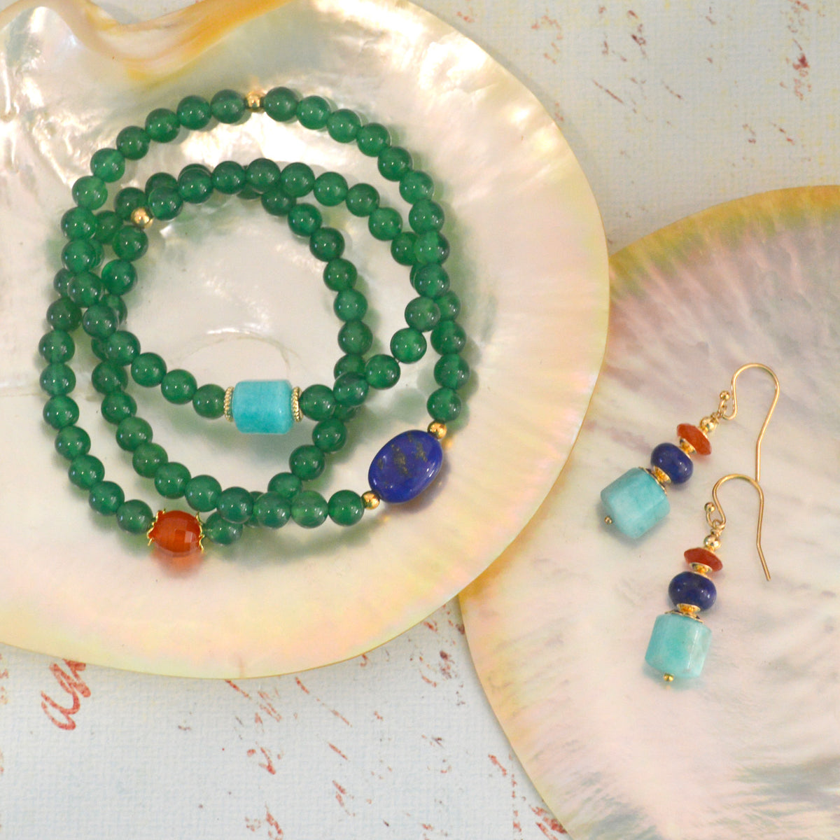 Deva Green Onyx Bracelets Carnelian, Lapis Lazuli & Amazonite