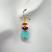 Deva Carnelian, Lapis Lazuli and Amazonite 14k Gold filled Earrings