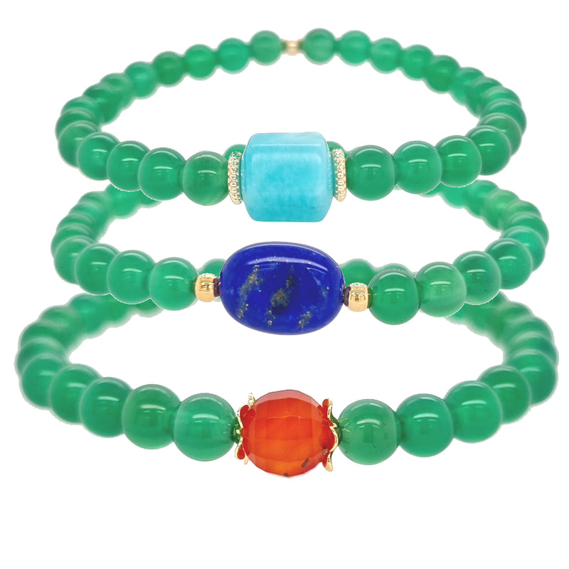 Deva Green Onyx Bracelets Carnelian, Lapis Lazuli & Amazonite