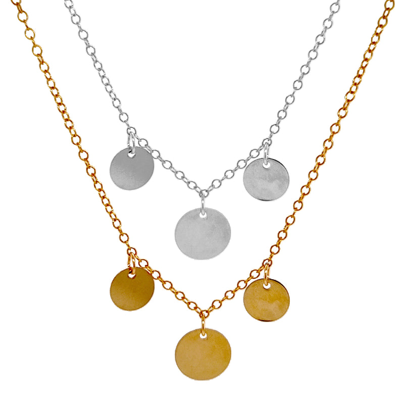 Raina 14K Gold filled or Sterling silver 3 disc Necklace