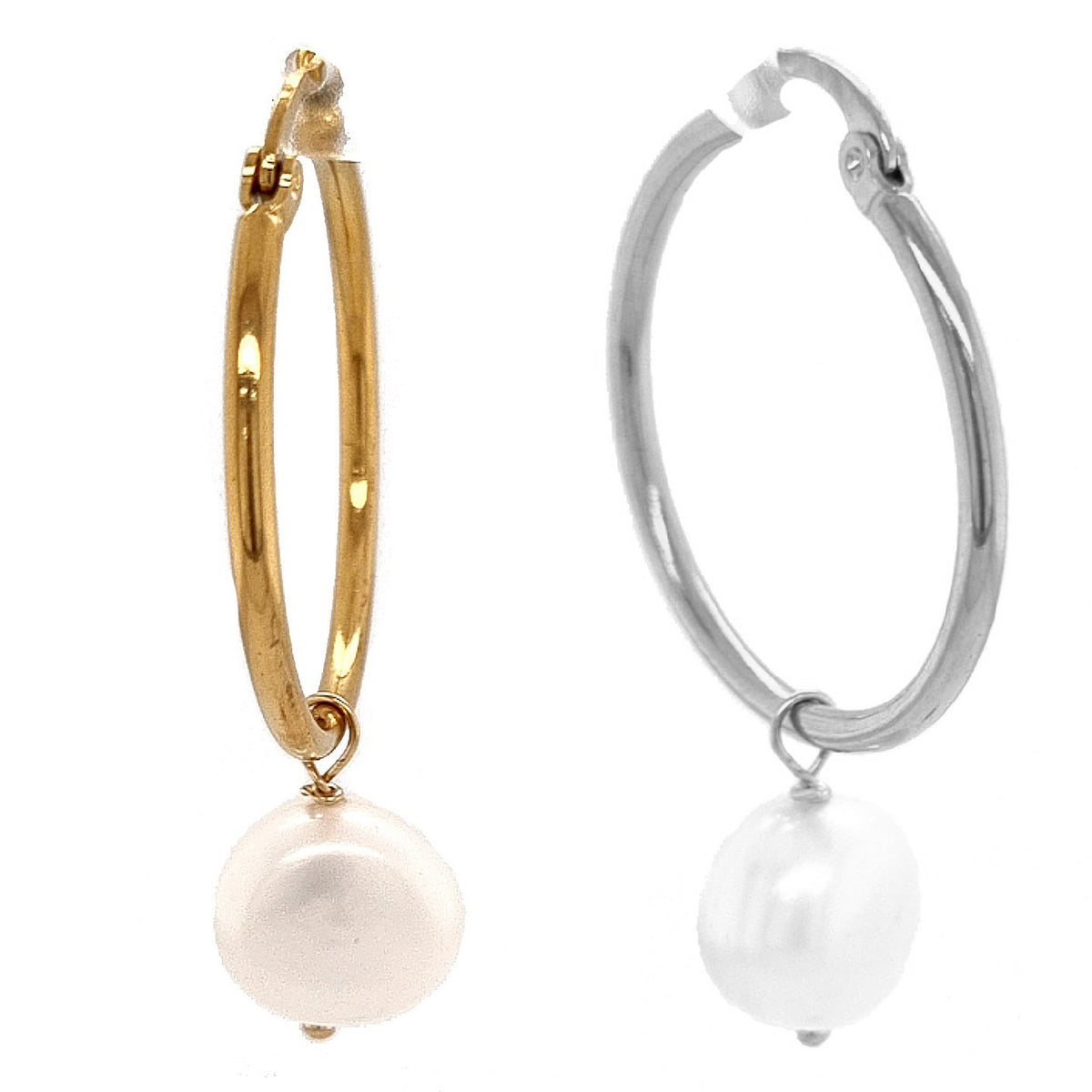 Rebecca Freshwater Pearl hoop Earrings