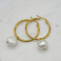 Rebecca Freshwater Pearl hoop Earrings