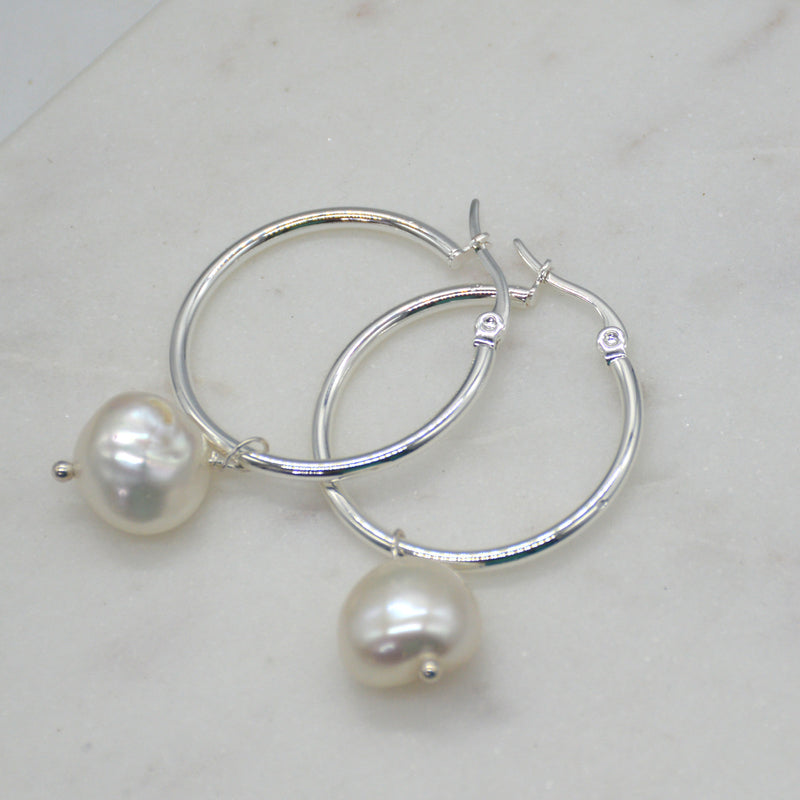 Rebecca Freshwater Pearl hoop Earrings