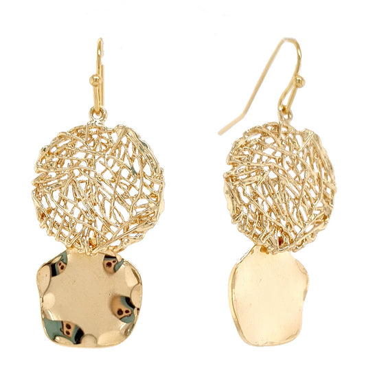 Octavia gold double ring drop gold earrings