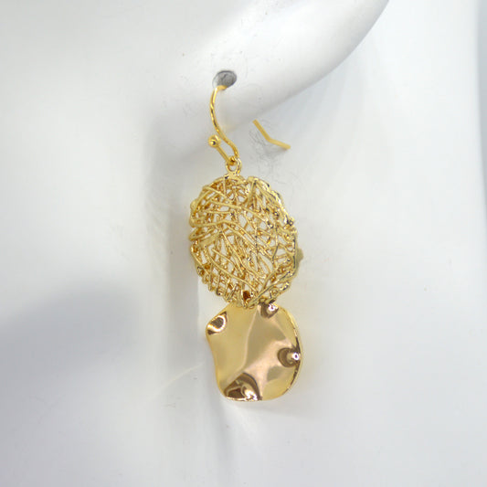 Octavia gold double ring drop gold earrings