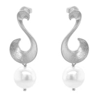 Ella Scroll Fresh Water Pearl Earrings Silver or Gold