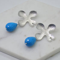 Primrose flower stud Turquoise Earrings Gold or Silver