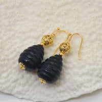 Charlee beehive Carved Onyx earring short