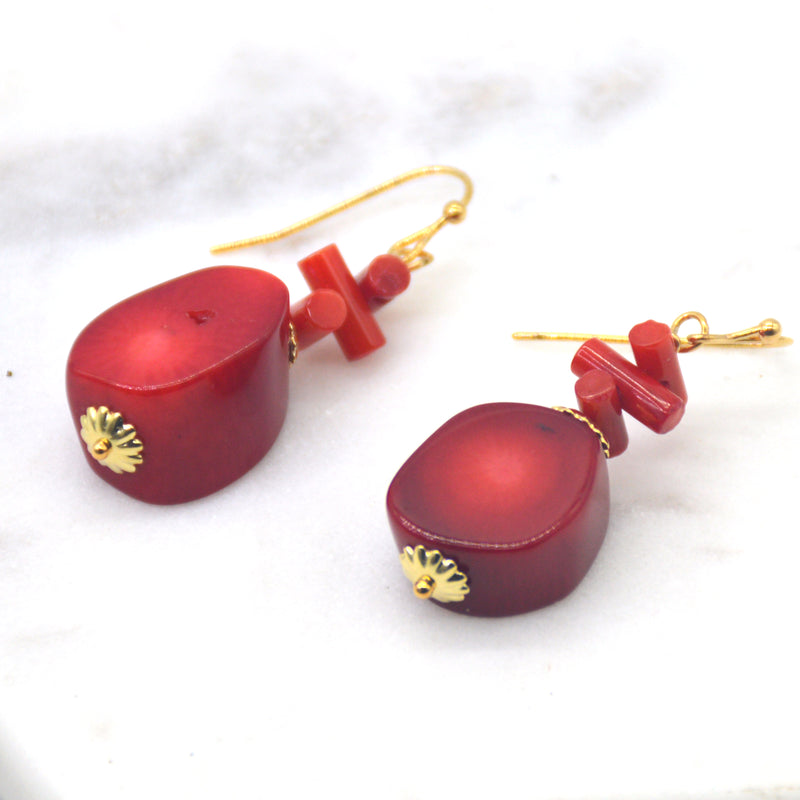 Paige Coral Earrings Red or Orange