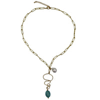 Souza Turquoise Mangesite Pearl Necklace