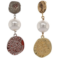 Praia Shell Pearl Coin Earrings