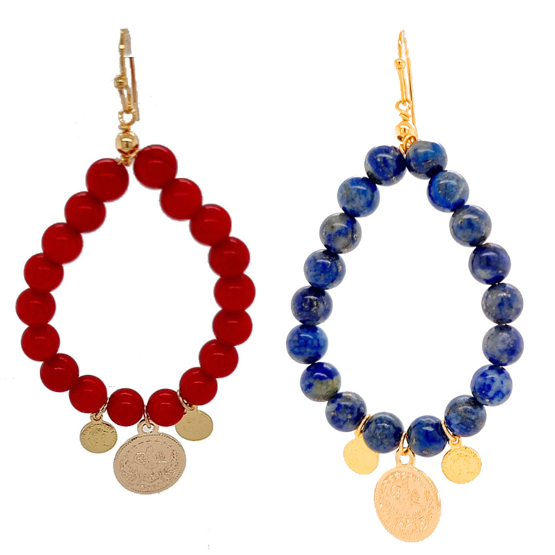 Vera Earrings Red Sea Bamboo Coral or Lapis Lazuli