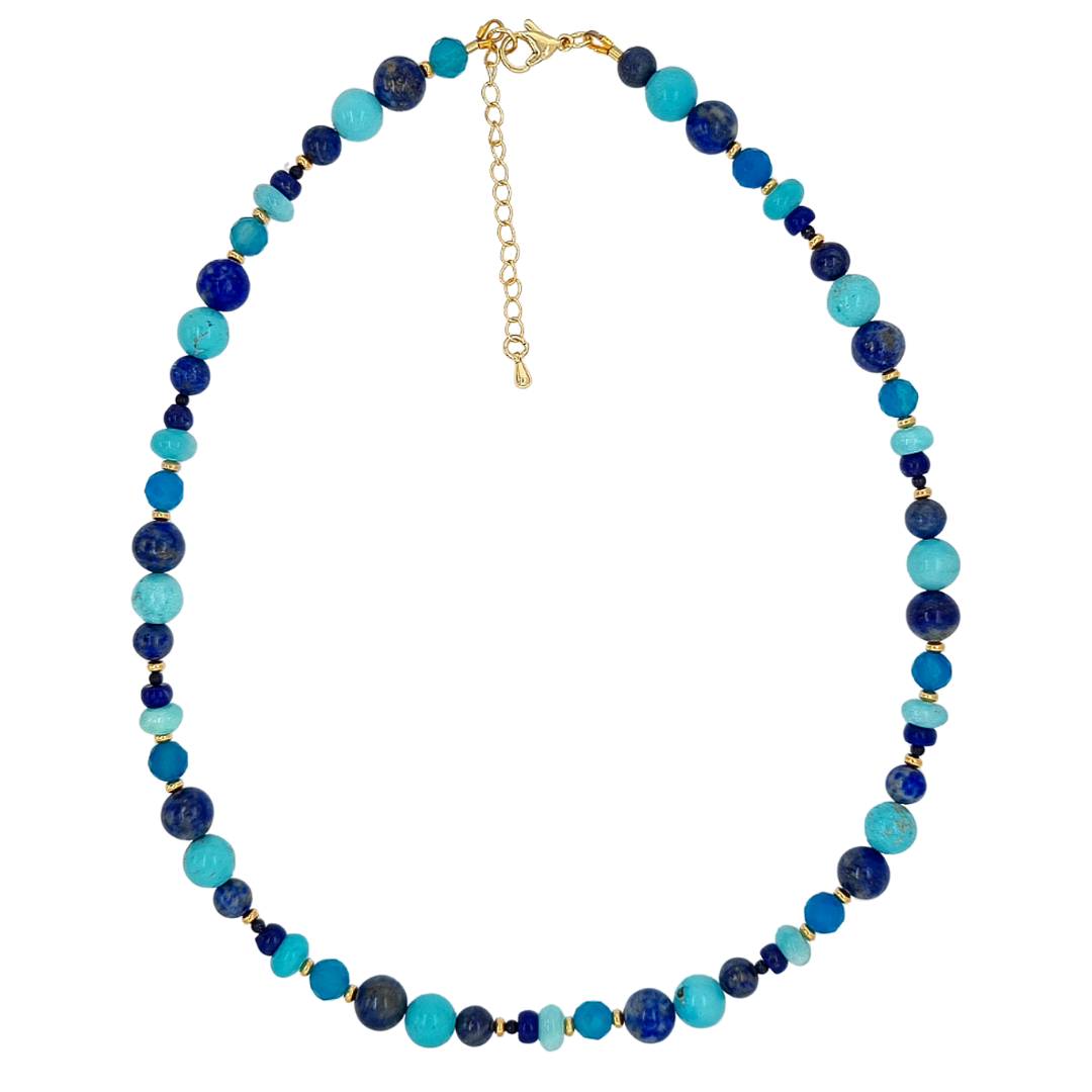 Aphrodite Marine Lapis Lazuli, Turquoise & Amazonite Necklace