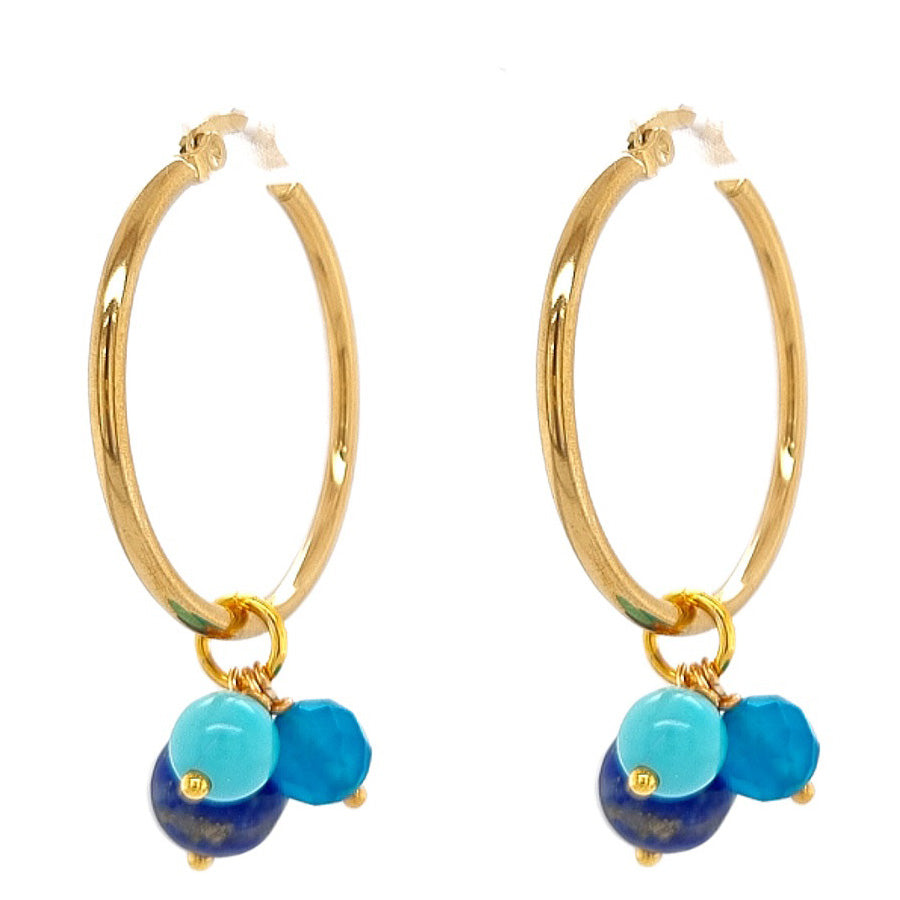 Aphrodite Marine Lapis Lazuli, Turquoise Hoop Earrings