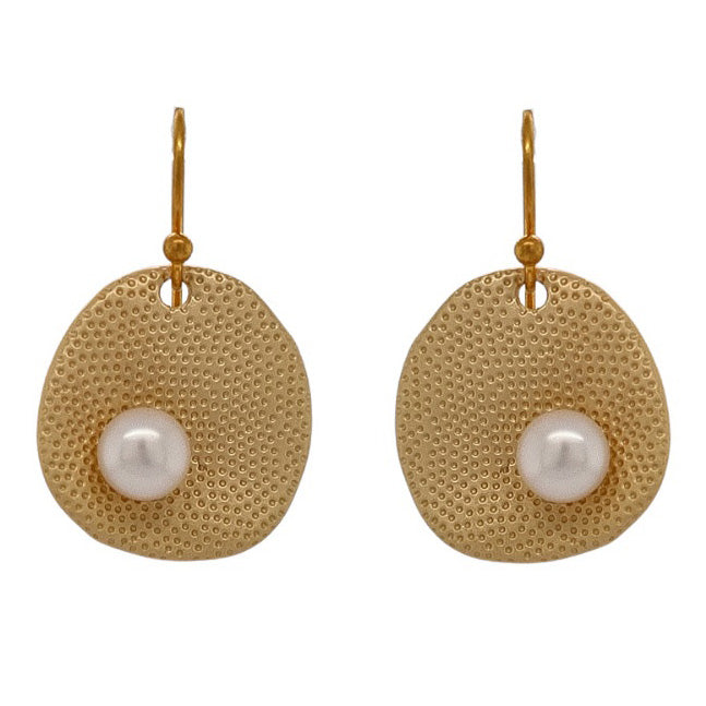 Matt Gold Freshwater Pearl Earrings