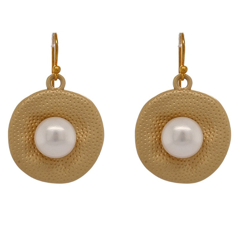 Matt Gold Freshwater Pearl Earrings