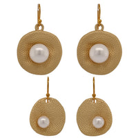 Matt Gold Freshwater Pearl Earrings