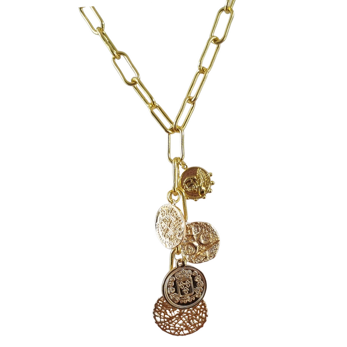 Dolce 5 Drop Coin Pendant Necklace