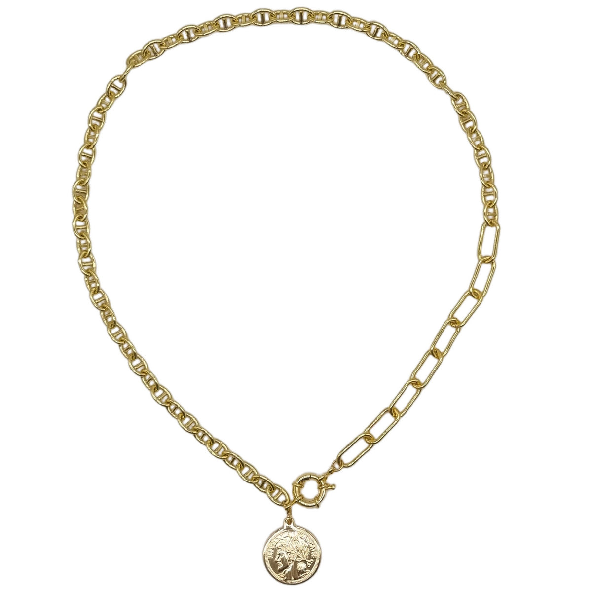 Dolce Mariner 18k Gold Plated Chain Coin Necklace