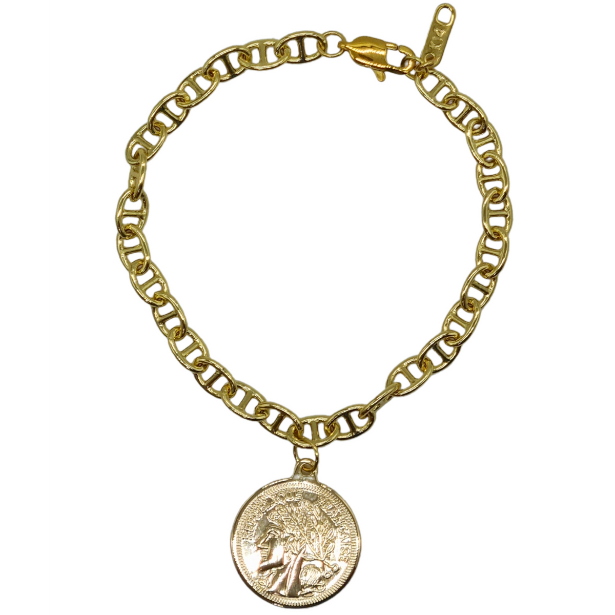 Dolce Mariner 18k Gold Plated Chain Coin Bracelet