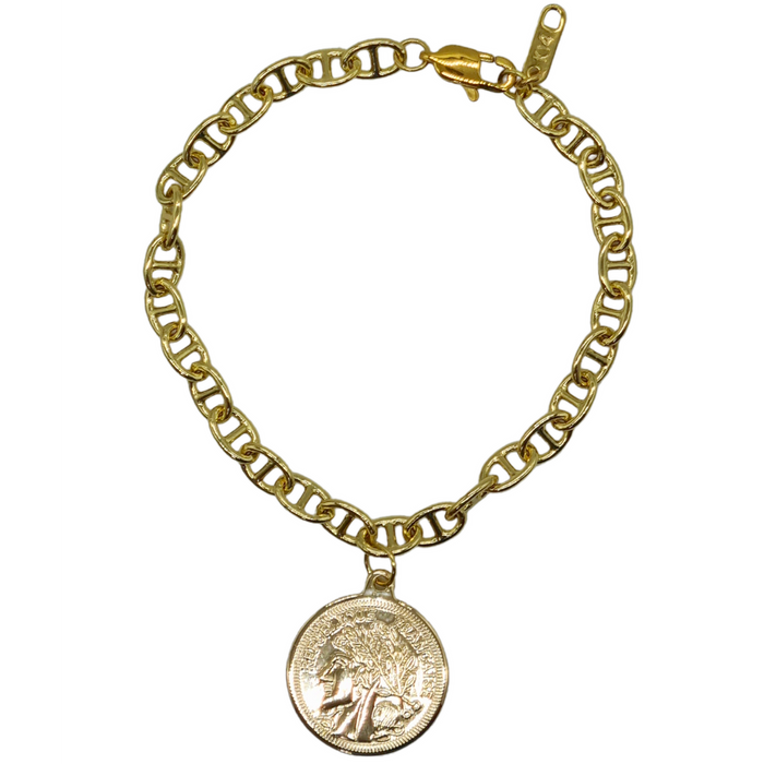 Dolce Mariner 18k Gold Plated Chain Coin Bracelet