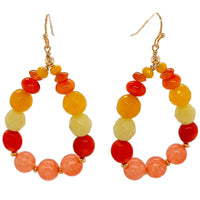 Aphrodite Citrus Coral, Carnelian, Agate and Jade Hoop Earrings