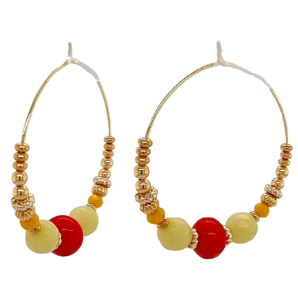 Aphrodite Citrus Coral and Jade Hoop Earrings