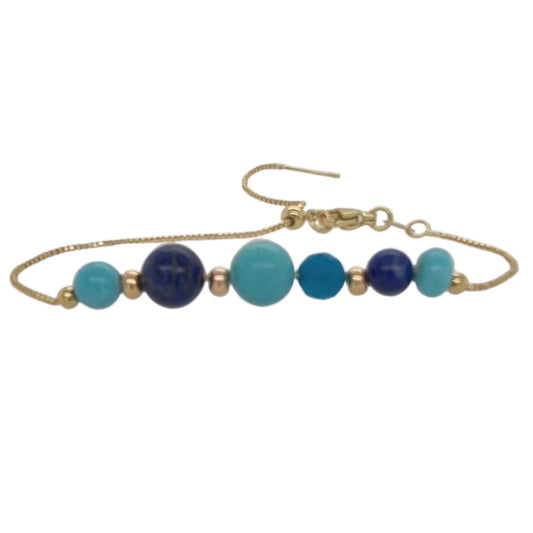 Aphrodite Marine Lapis Lazuli, Turquoise & Amazonite Adjustable Bracelet