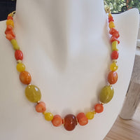 Aphrodite Citrus Carnelian, Coral and Agate Paperclip Chain Necklace