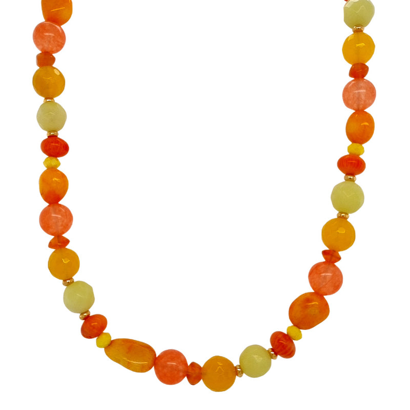 Aphrodite Citrus Agate, Coral, Carnelian and Jade Necklace